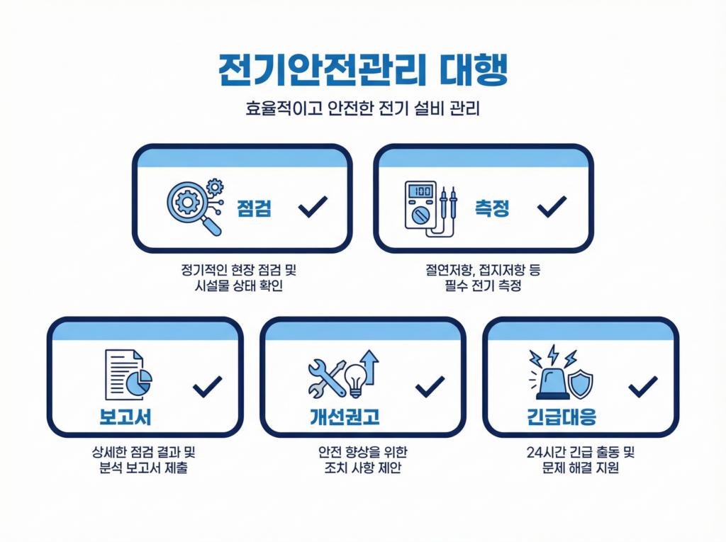 인천 전기안전관리 대행 서비스 점검 측정 보고서 개선권고 긴급대응