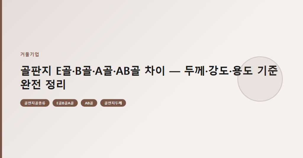 골판지 E골·B골·A골·AB골 차이 — 두께·강도·용도 기준 완전 정리