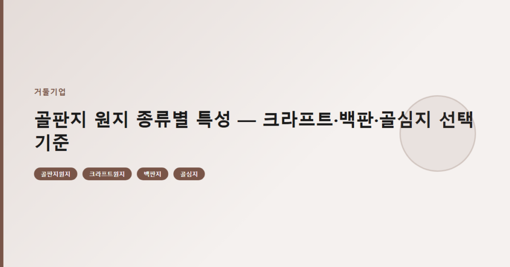 골판지 원지 종류별 특성 — 크라프트·백판·골심지 선택 기준