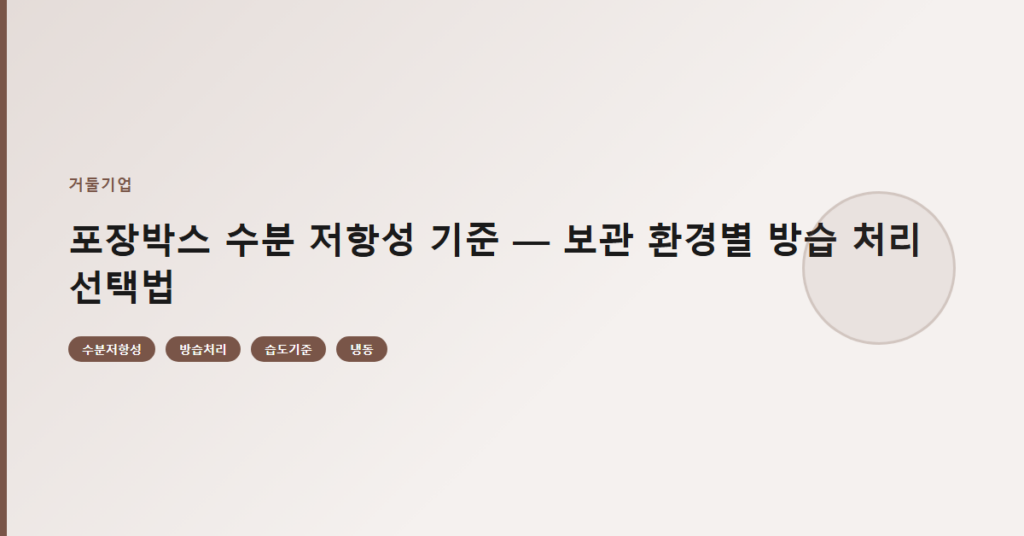 포장박스 수분 저항성 기준 — 보관 환경별 방습 처리 선택법