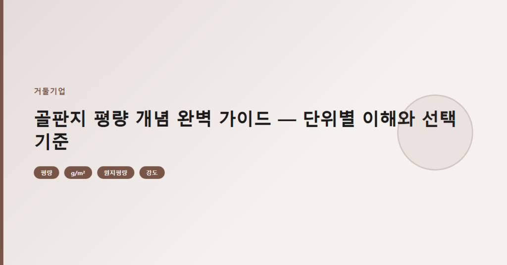 골판지 평량 개념 완벽 가이드 — 단위별 이해와 선택 기준