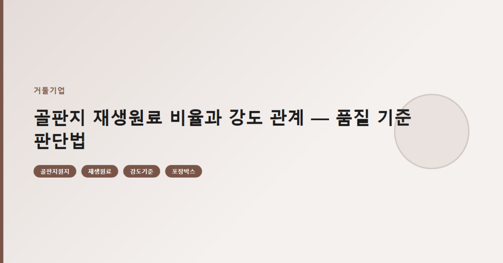 골판지 재생원료 비율과 강도 관계 — 품질 기준 판단법