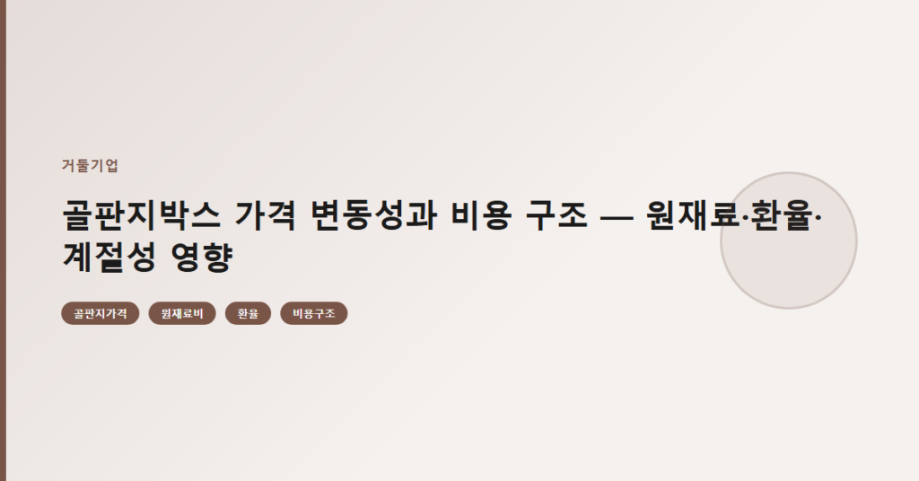 골판지박스 가격 변동성과 비용 구조 — 원재료·환율·계절성 영향