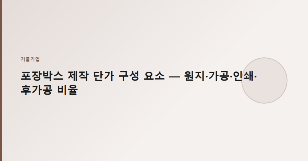 포장박스 제작 단가 구성 요소 — 원지·가공·인쇄·후가공 비율