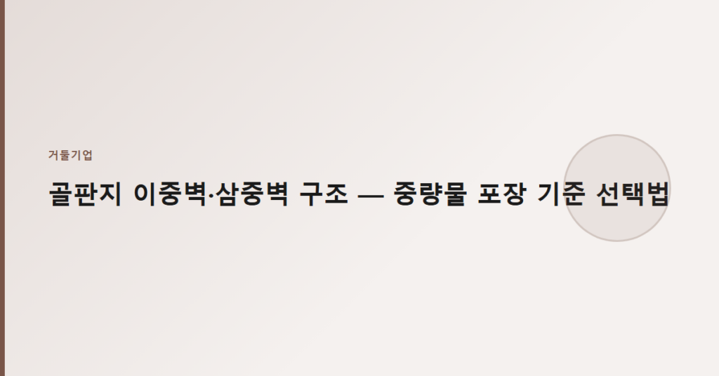 골판지 이중벽·삼중벽 구조 — 중량물 포장 기준 선택법