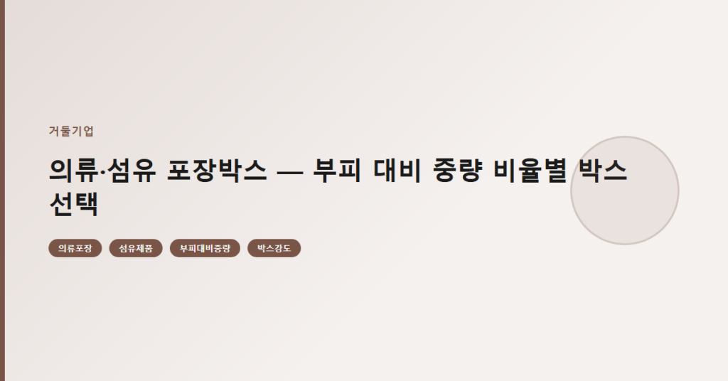 의류·섬유 포장박스 — 부피 대비 중량 비율별 박스 선택