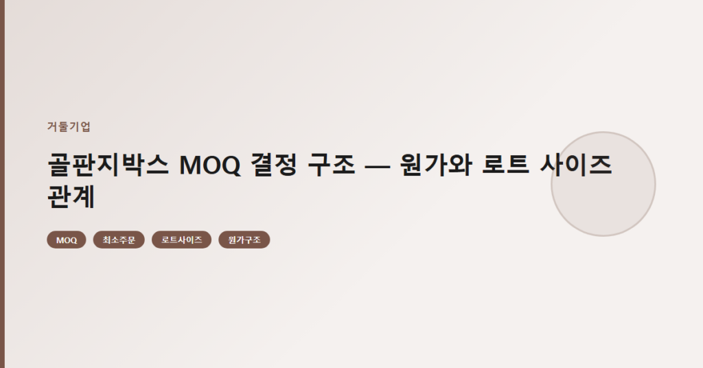 골판지박스 MOQ 결정 구조 — 원가와 로트 사이즈 관계