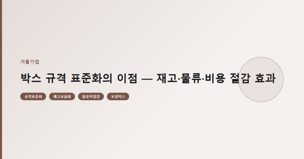 박스 규격 표준화의 이점 — 재고·물류·비용 절감 효과