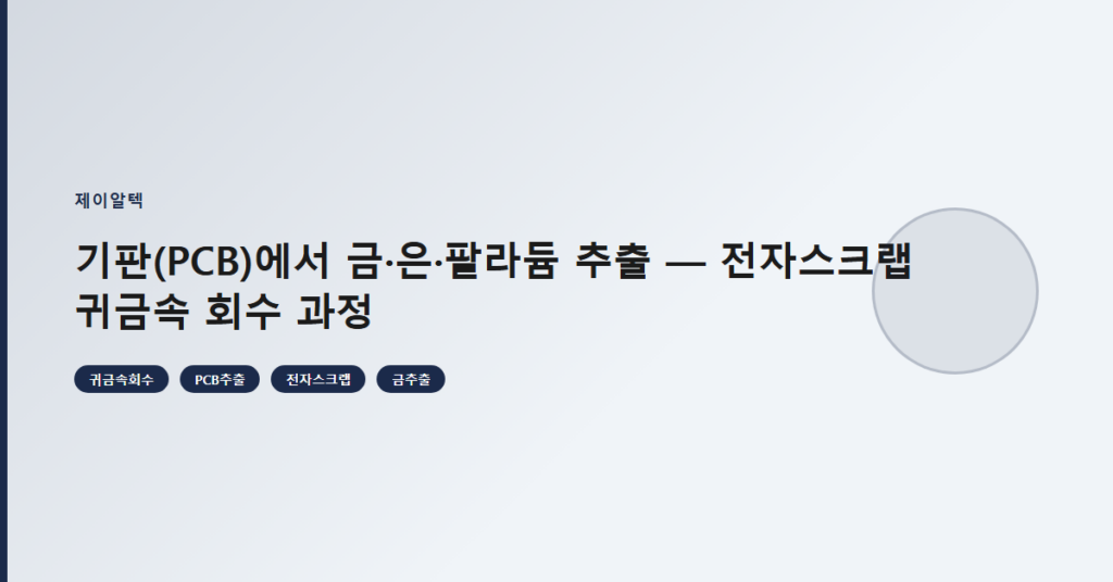 기판(PCB)에서 금·은·팔라듐 추출 — 전자스크랩 귀금속 회수 과정