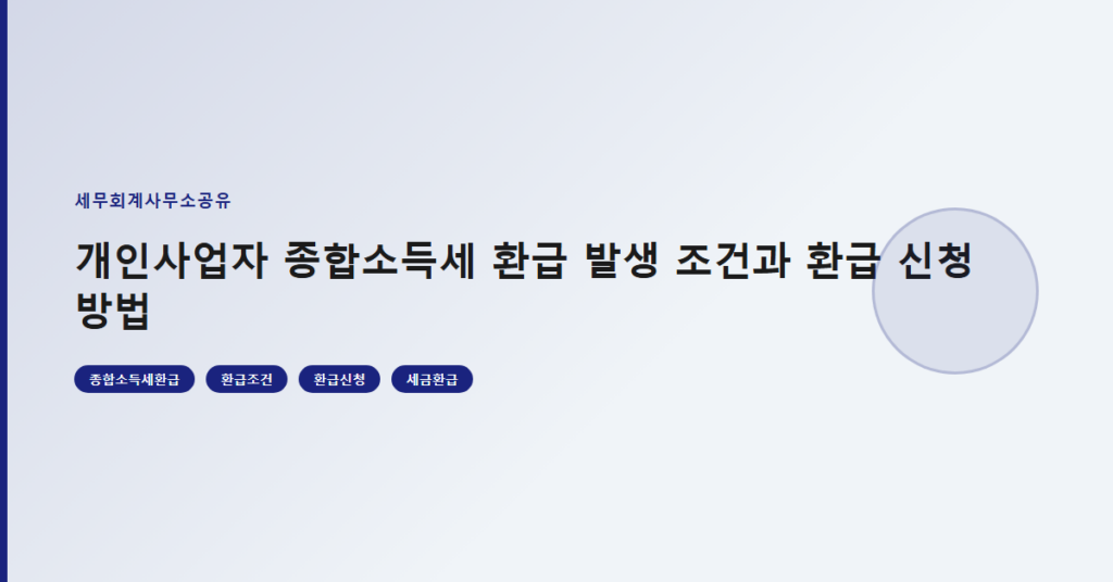 개인사업자 종합소득세 환급 발생 조건과 환급 신청 방법